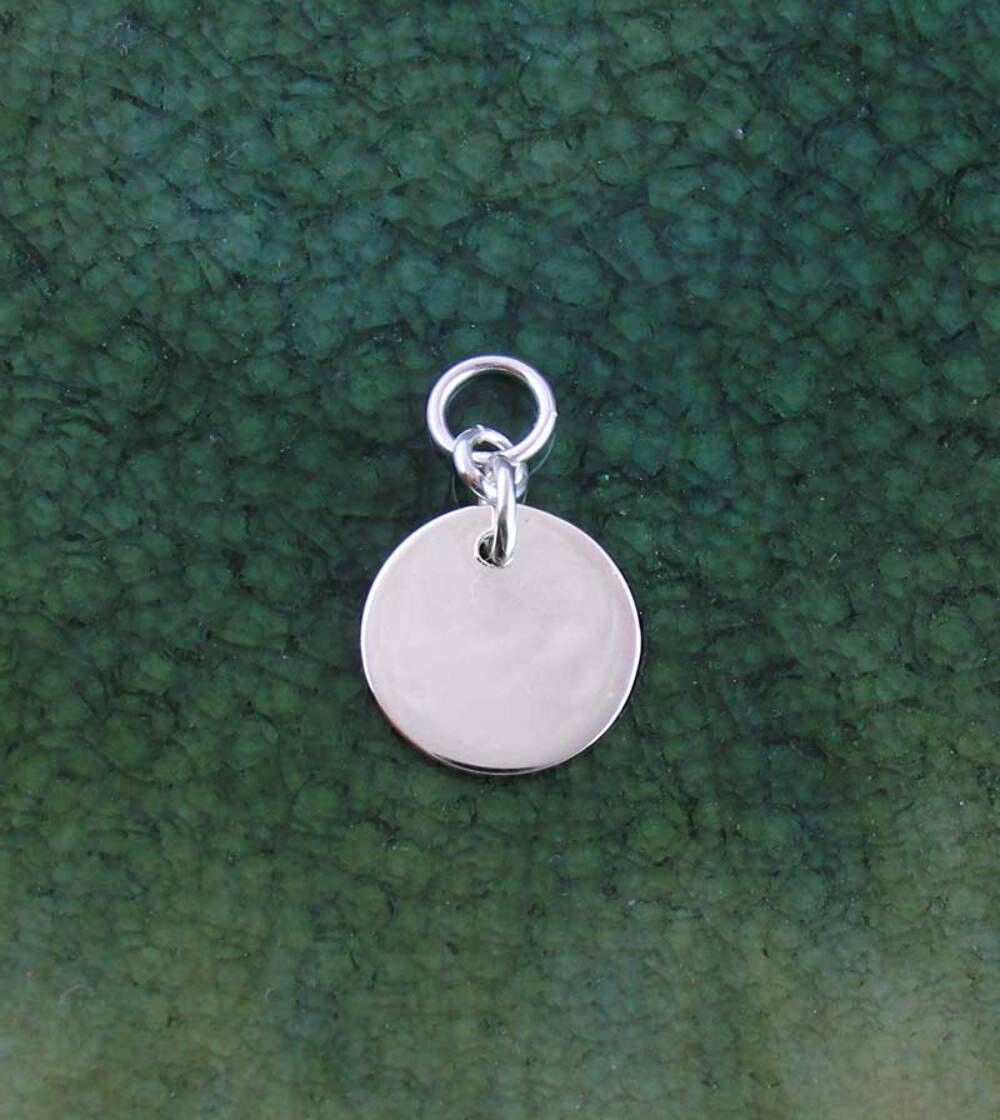 Small 1/2″ Engravable Circle Charm Sterling Silver Pendant ONLY No CHAIN
