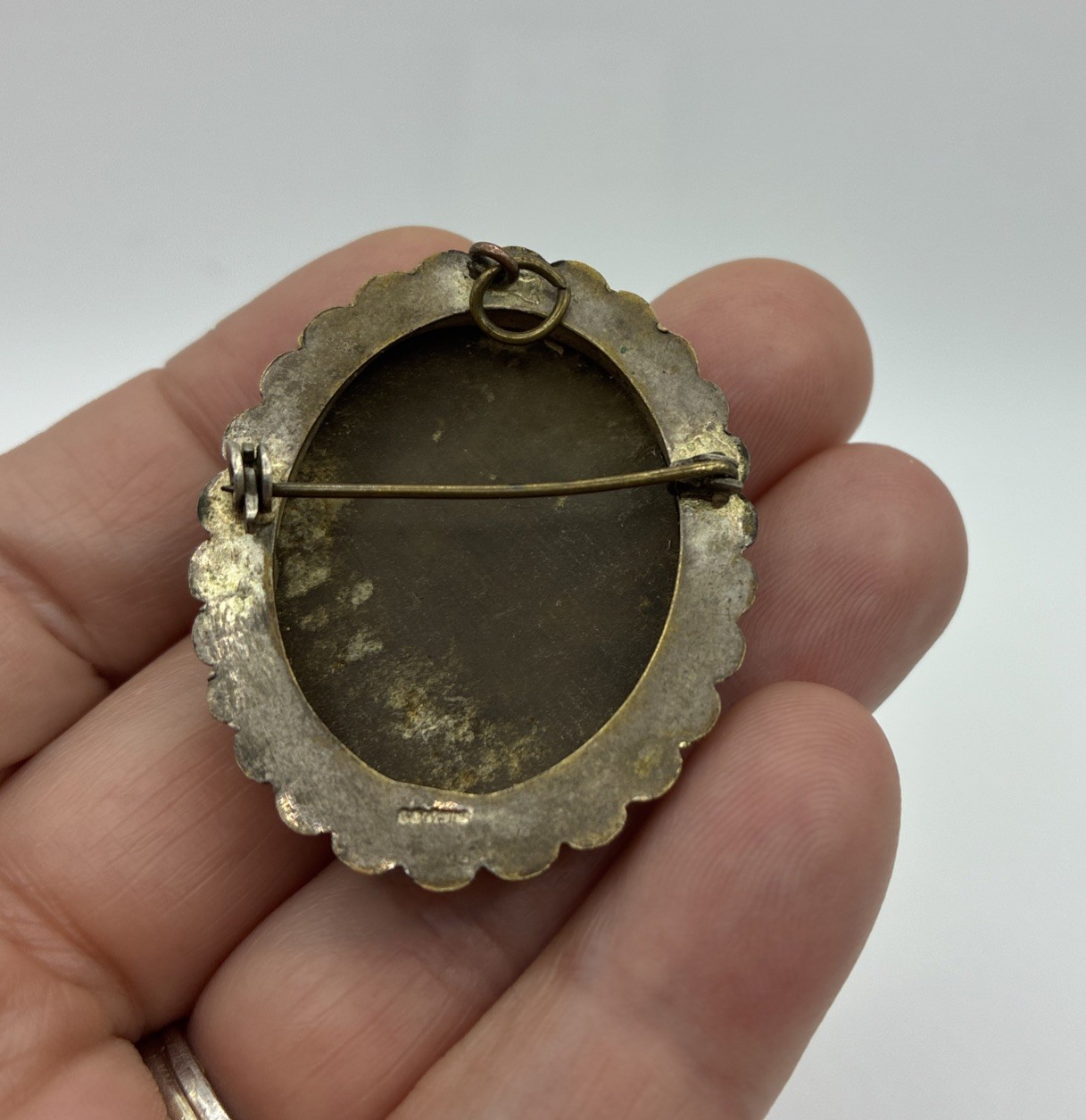 Vintage Cameo Brooch Pendant Lot Hand Carved Pin Poet Core Signed Mid Century