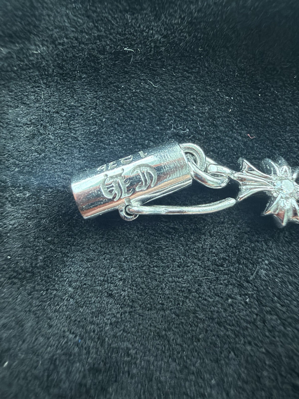 CHROME HEARTS Tiny E Bracelet 18K White Gold 12 Link Diamond Double Sided
