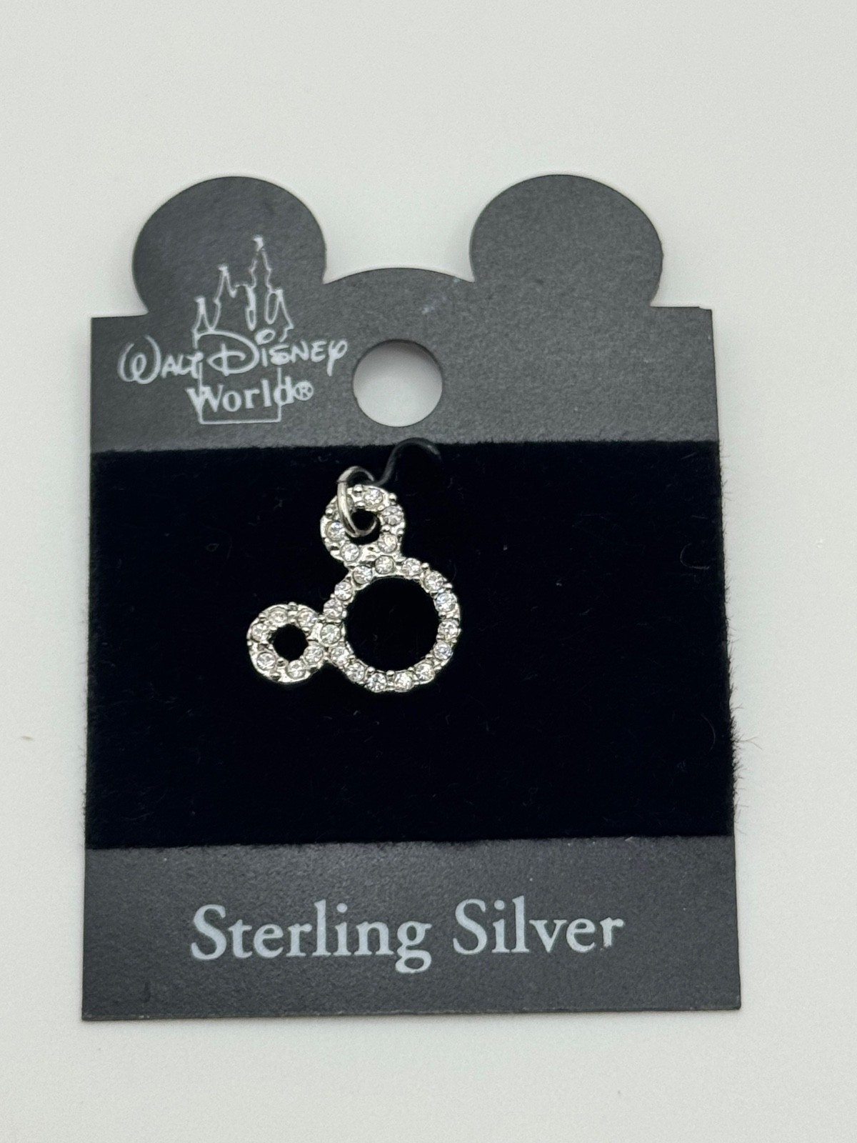 Disney Sterling Silver Mickey Mouse Outline Rhinestone Charm