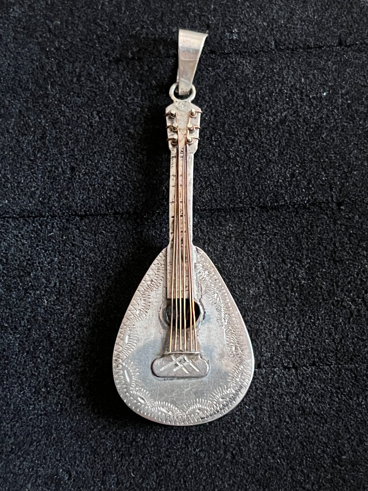 Silver Pendant Mandolin Violin 925 Hallmarked 7cm Music Mexico Silver Pendant