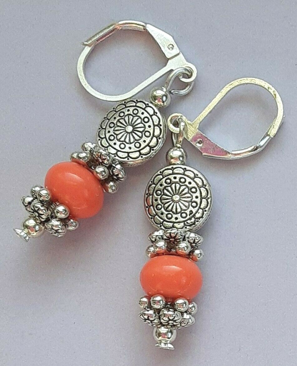 JADEITE “oriental look” DROPS Lever back handcrafted CHOOSE color XX