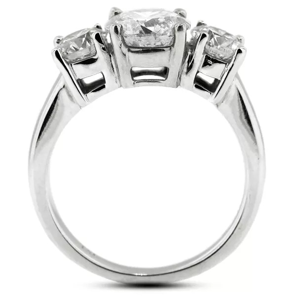 3-Stone Engagement Ring 14K Gold Classic 1.30 CT Round Lab-Grown Diamond D VS1