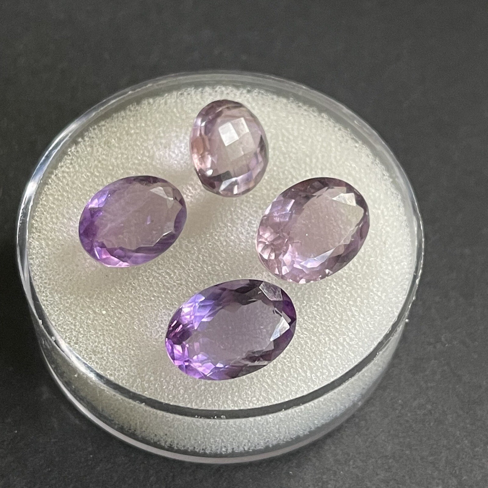 18.25ct 12.6-14.2mm 4pc Lot Purple Amethyst Oval Faceted Cabochons Gems