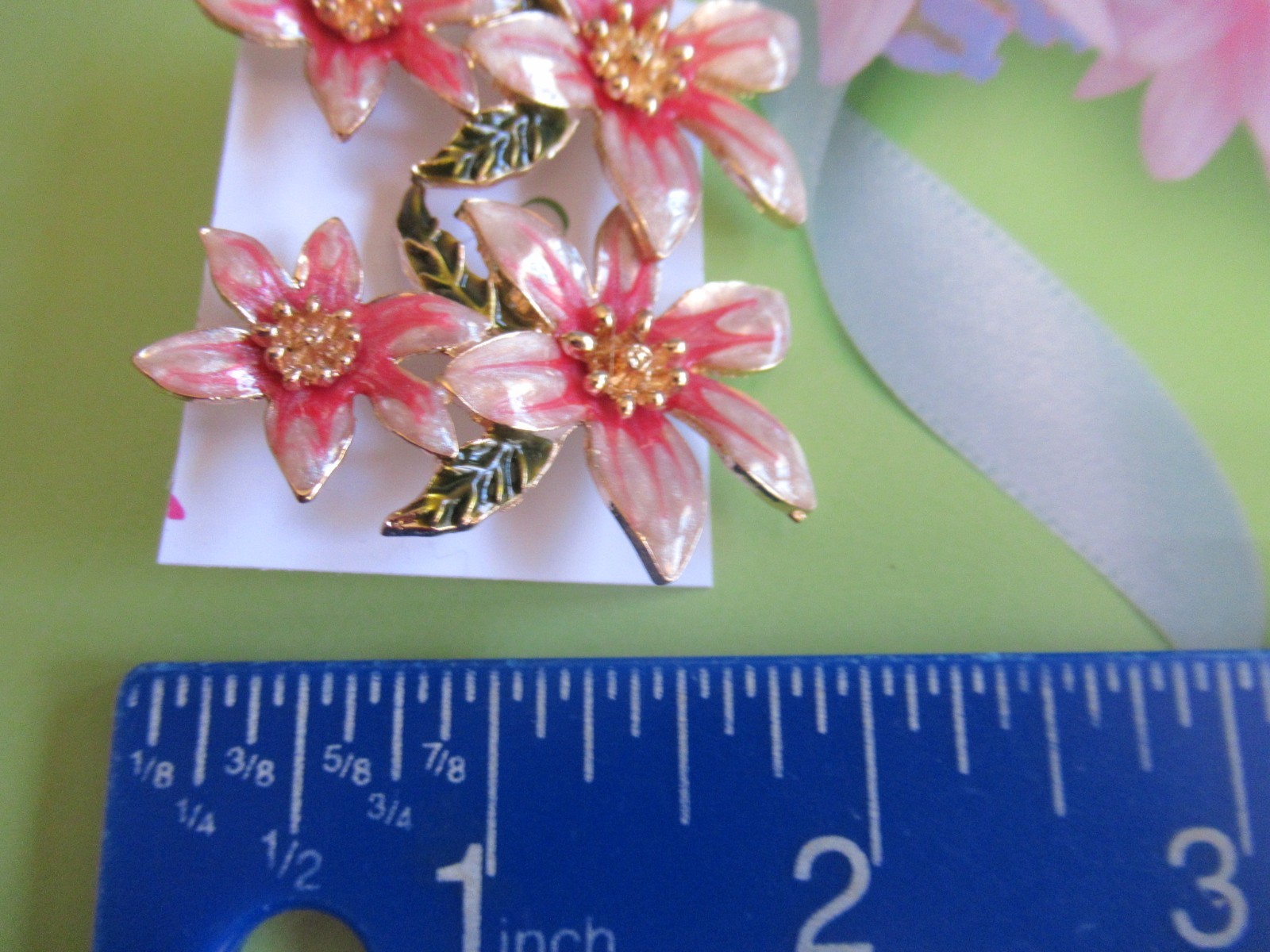 Dangling Glazy MULTI COLOR Enamel FLOWERS LEAVES Pierced STUD EARRINGS-Choose