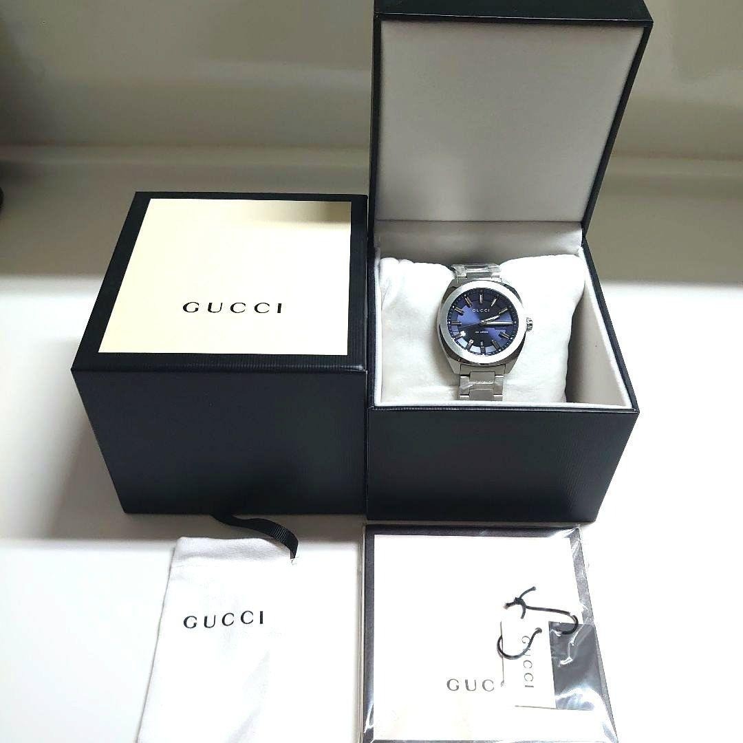 Gucci GG2570 Quartz Watch YA142303 41mm Blue Dial Date 100m Water Resistant