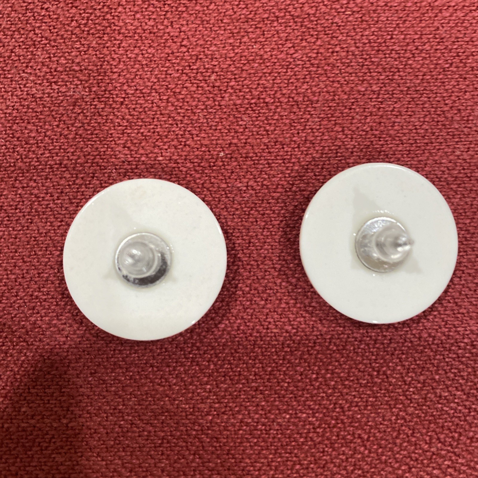 Navy Blue & White Round Plastic Pierced Earrings