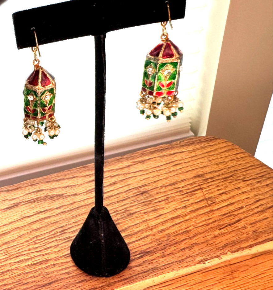 Meenakari Jhumka Jaipur India Earrings