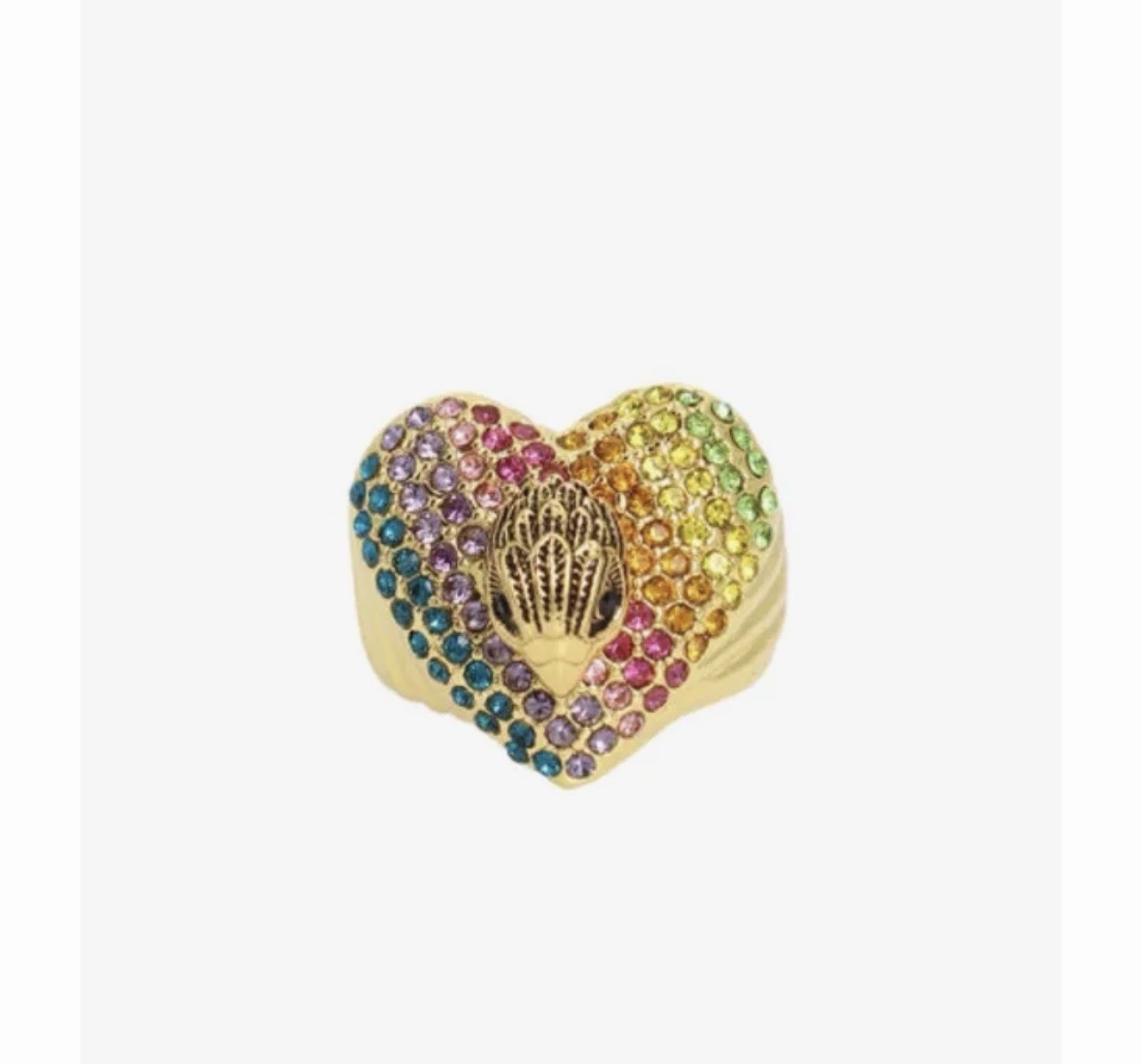 Kurt Geiger London Rainbow Pavé Signature Gold Tone Ring Size 9