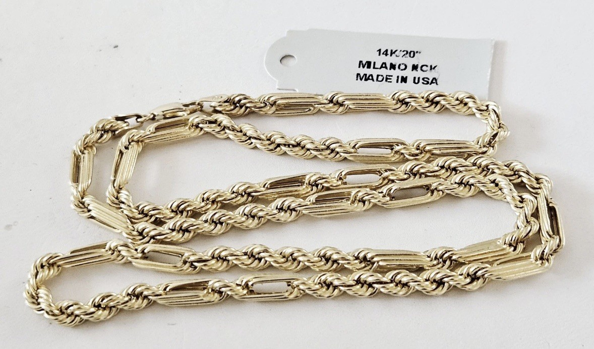 14k yellow gold Figarope Chain Link necklace With Tag. 9.5g Unworn Tested