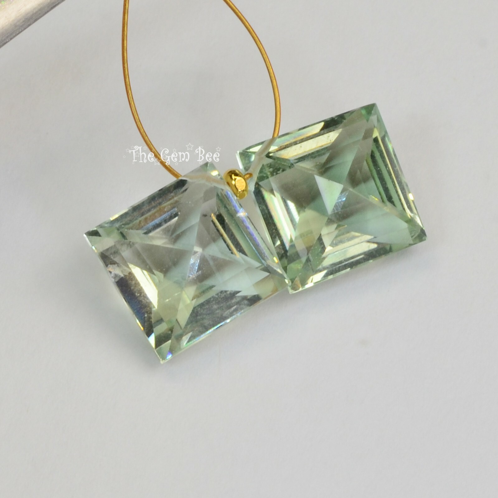 10.3MM Green Amethyst Prasiolite Faceted Kite Briolette Bead PAIR