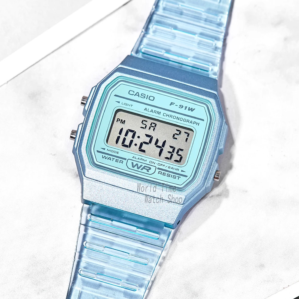 Casio F‑91WS Series Transparent Digital Watch LED Light Alarm Wate