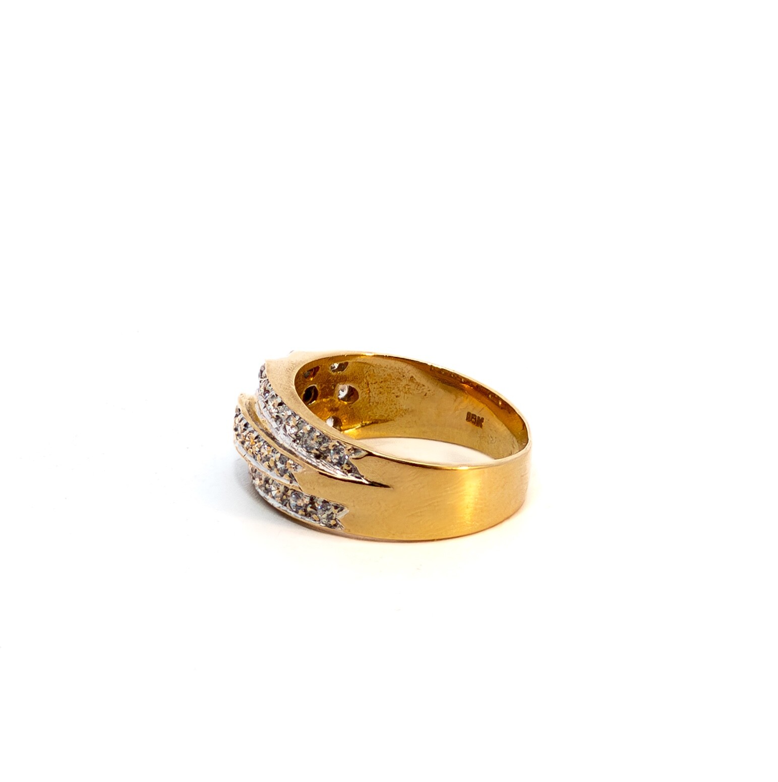 Ladies Ring, Gold Ring with Zircon, Yellow Gold 750 18 KT, Size 54