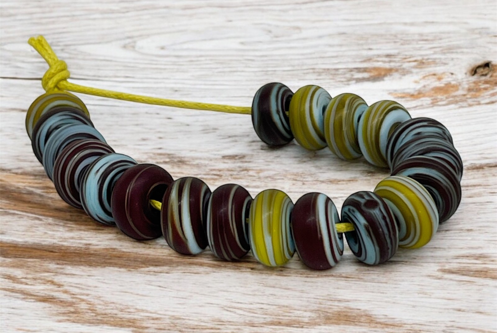 Handmade Lampwork Glass Disk Beads From Murano OOAK Tamara Yarilo Brand 19 Pcs