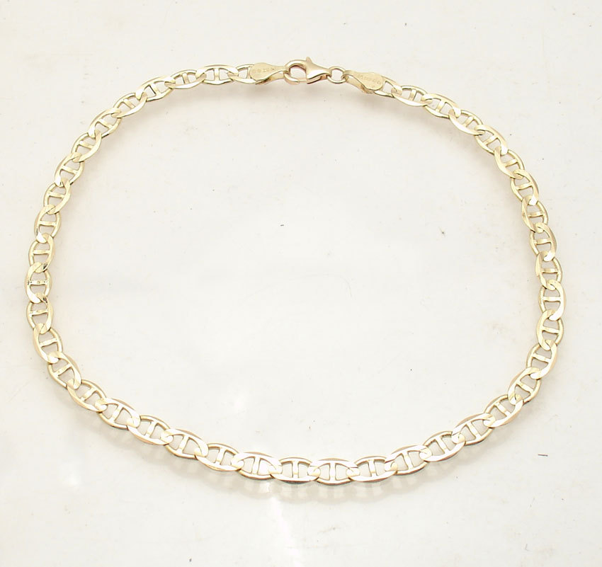10″ Mariner Anchor Link Ankle Bracelet Anklet Real Solid 14K Yellow Gold