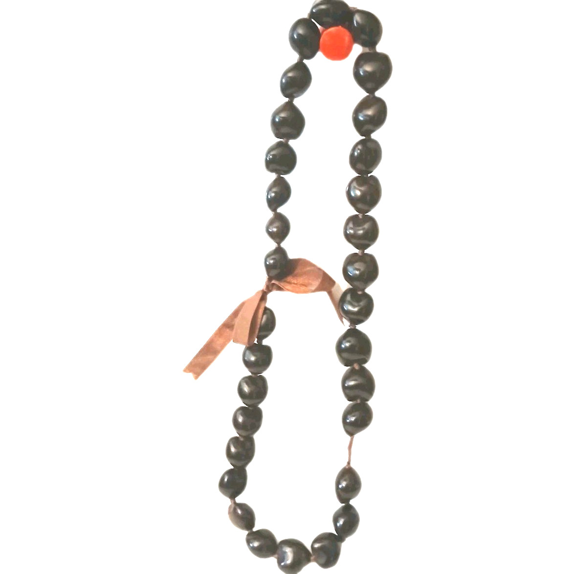 Kukui Nut Lei Necklace Brown Dark Beads