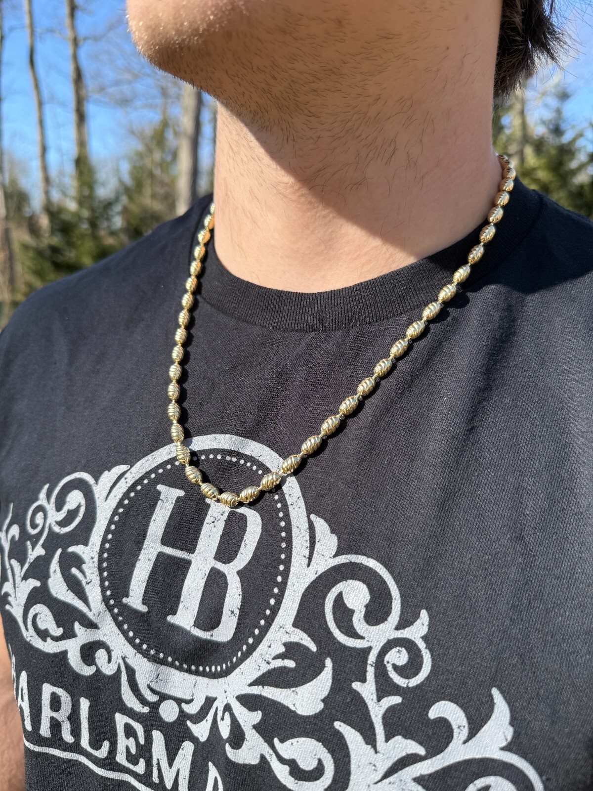 6mm Ball Bead Chain Custom Infinity Link Mens Necklace 14k Gold Over 925 Silver