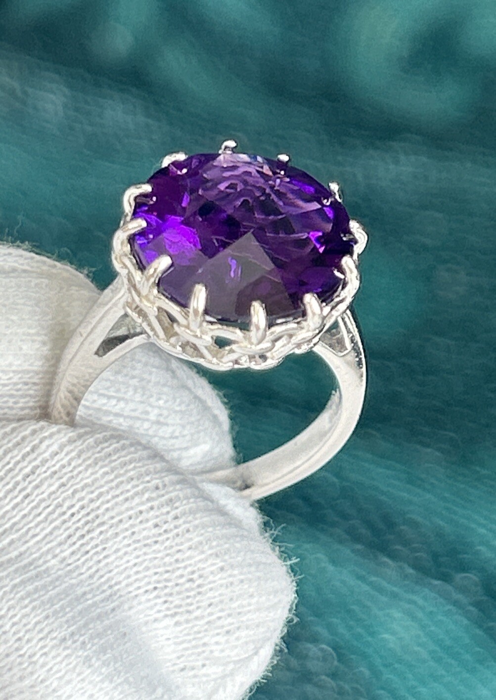 Sign BBJ Bangkok Co Sterling Silver 925 Amethyst Ring Size :7.75 New