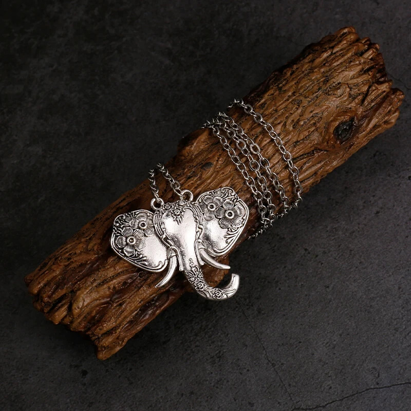 Elegant Elephant Bohemian Pendant Women Necklace Silver Plated New, Africa, Asia