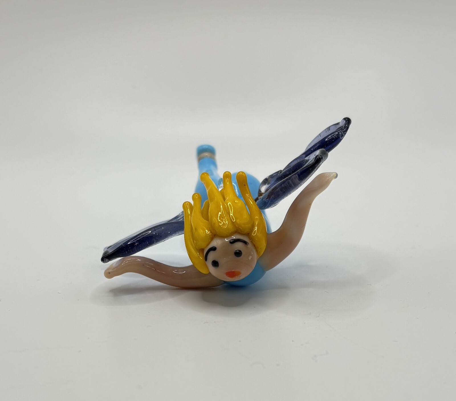 Blown Art Glass Flying Fairy Tinker Bell Pendant Global Village Glass Studio Tin