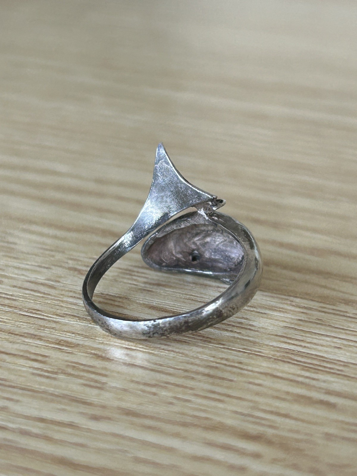 Vintage 925 Sterling Silver Dolphin Wrap Tail Ring Size 7 Unique Animal Jewelry
