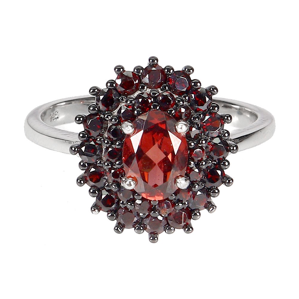925 Sterling Silver Ring Oval Mozambique Garnet 7x5mm Natural Gemstone Jewelry 8
