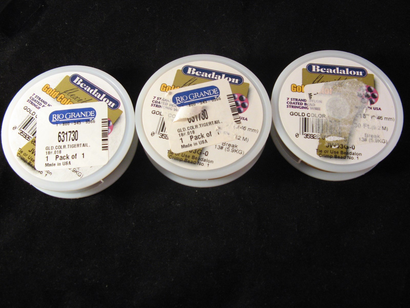 Beadalon Gold 7 Strand Bead Stringing Wire .018 in(0.46 mm) 90 ft (3 rolls) NIP