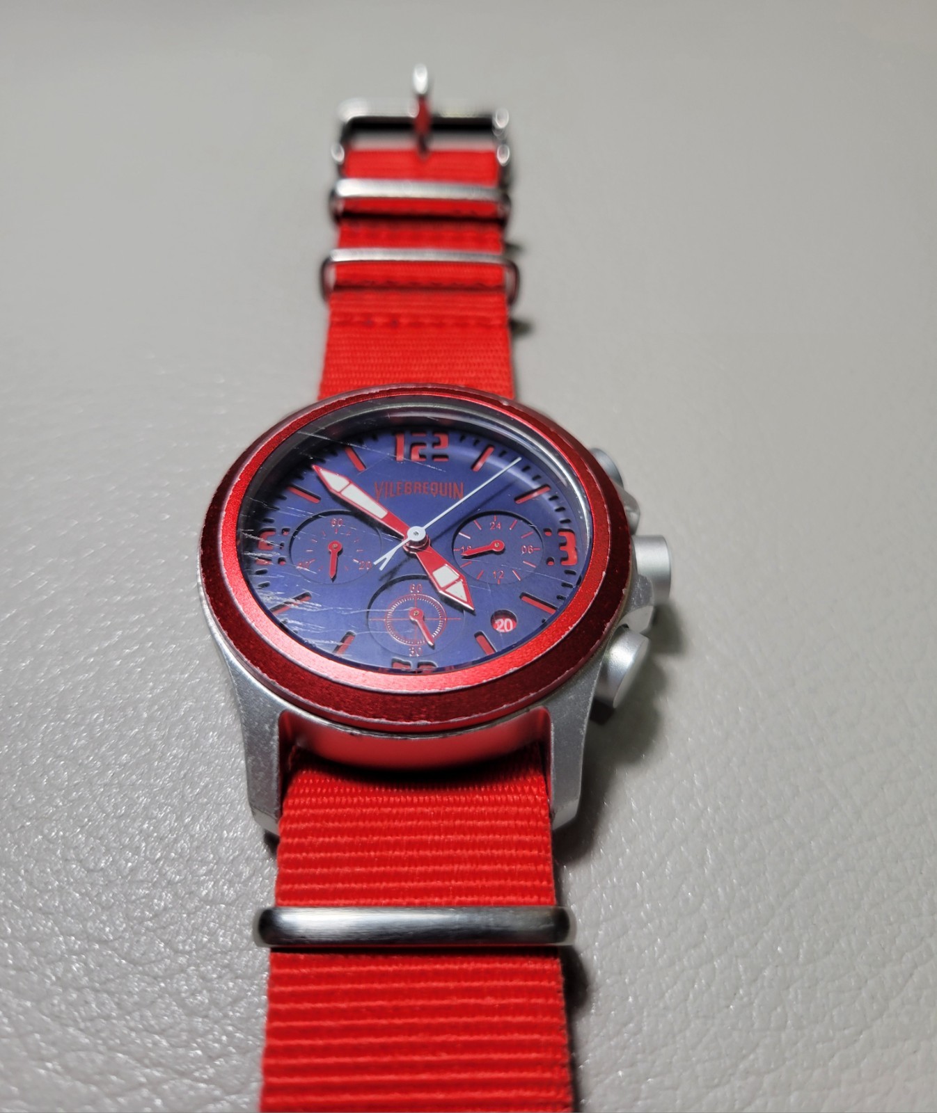 Vilebrequin RED Limited Edition Chronograph Watch New Battery Installed 4/10/26