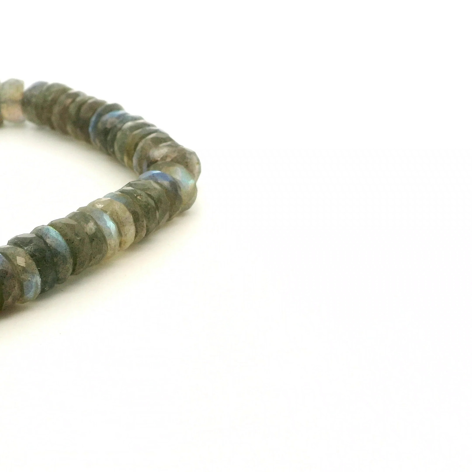 Natural Gray Blue Flash Labradorite Faceted Heishi Beads (6-7mm Strand)