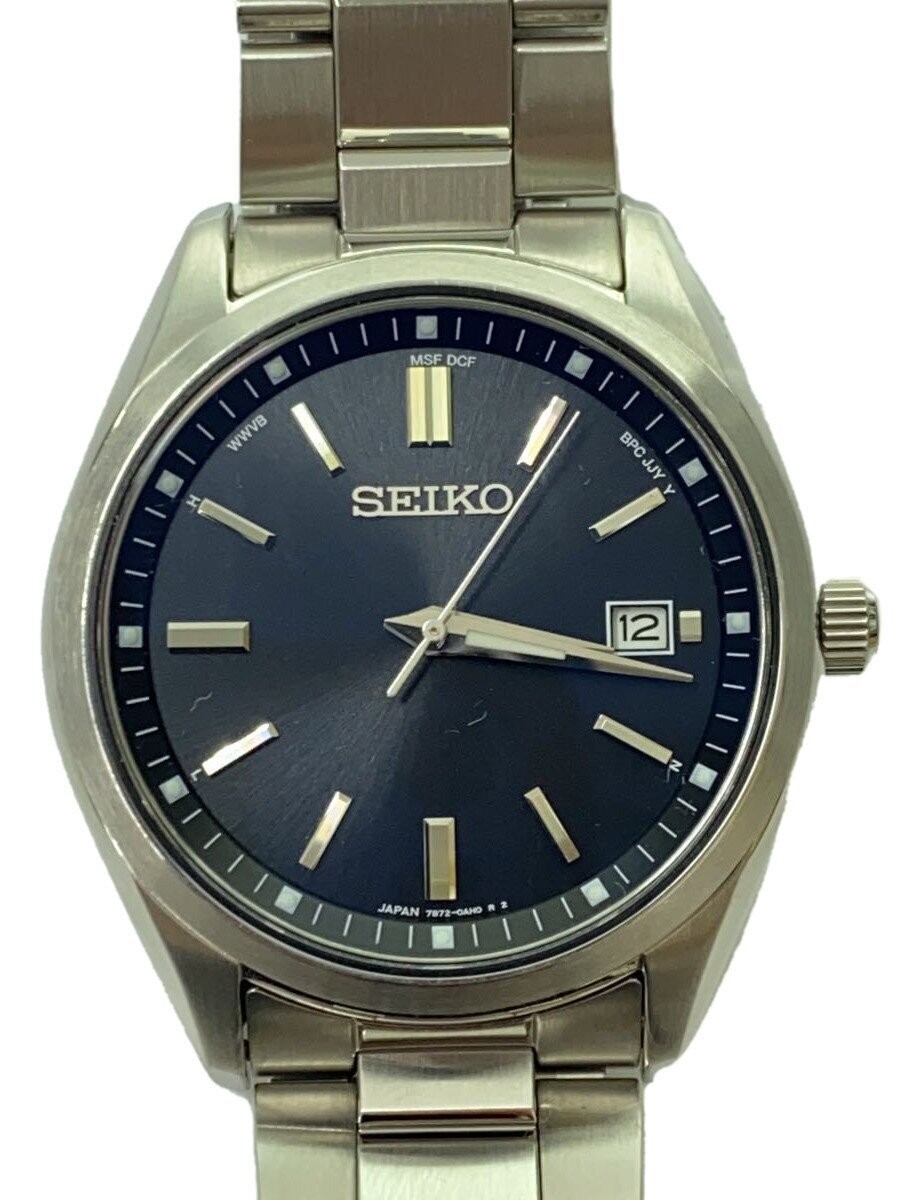 SEIKO Solar Watch / Analog / Stainless Steel /NVY/SLV/7B72-0AC0//