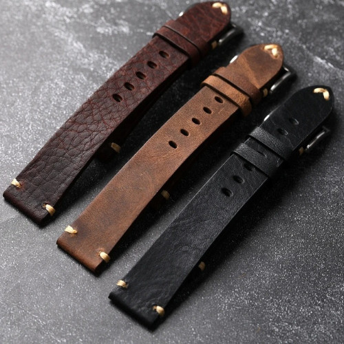 Handmade Vintage Genuine Leather Retro Style Watch Strap Band 18 19 20 21 22 MM
