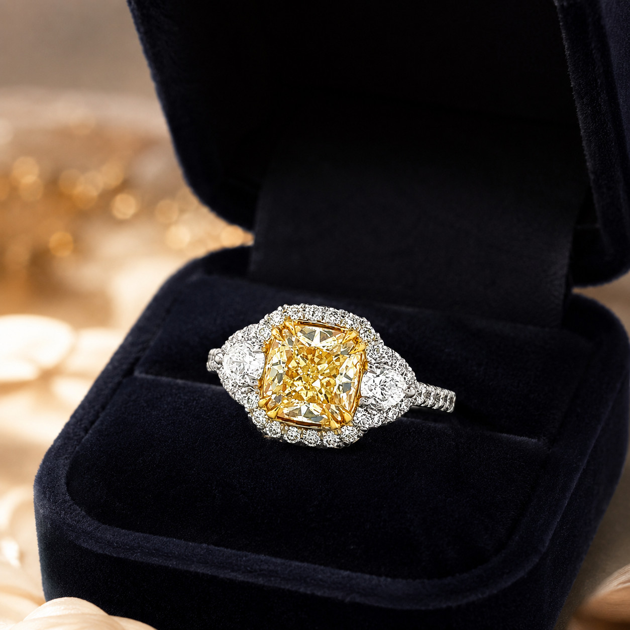 Approx 2.52 cttw GIA Fancy Light Yellow Natural Diamond Ring 18K White Gold