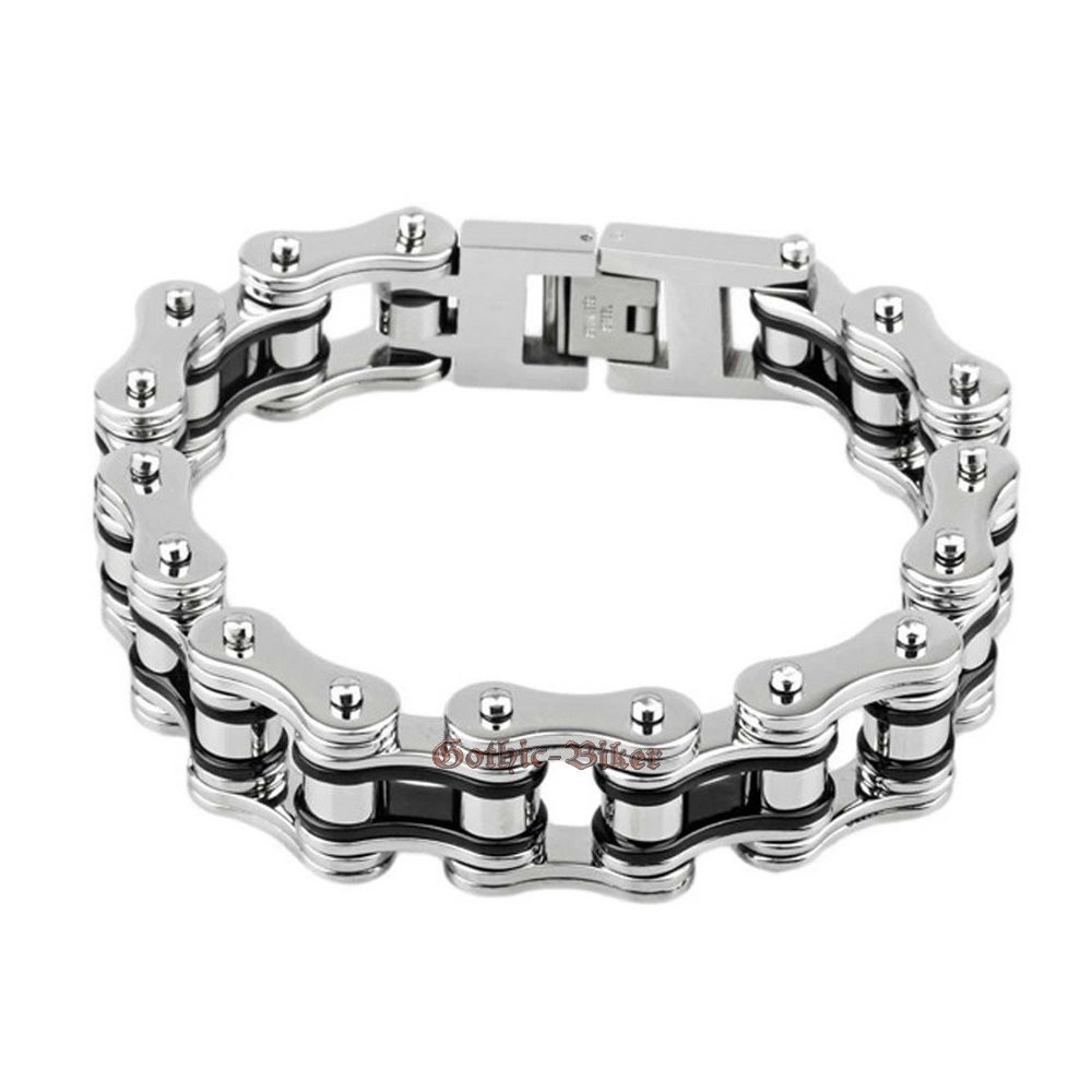 Men Heavy Stainless Steel Motorcycle Bike Chain Link Bracelet Biker Multi-Colors