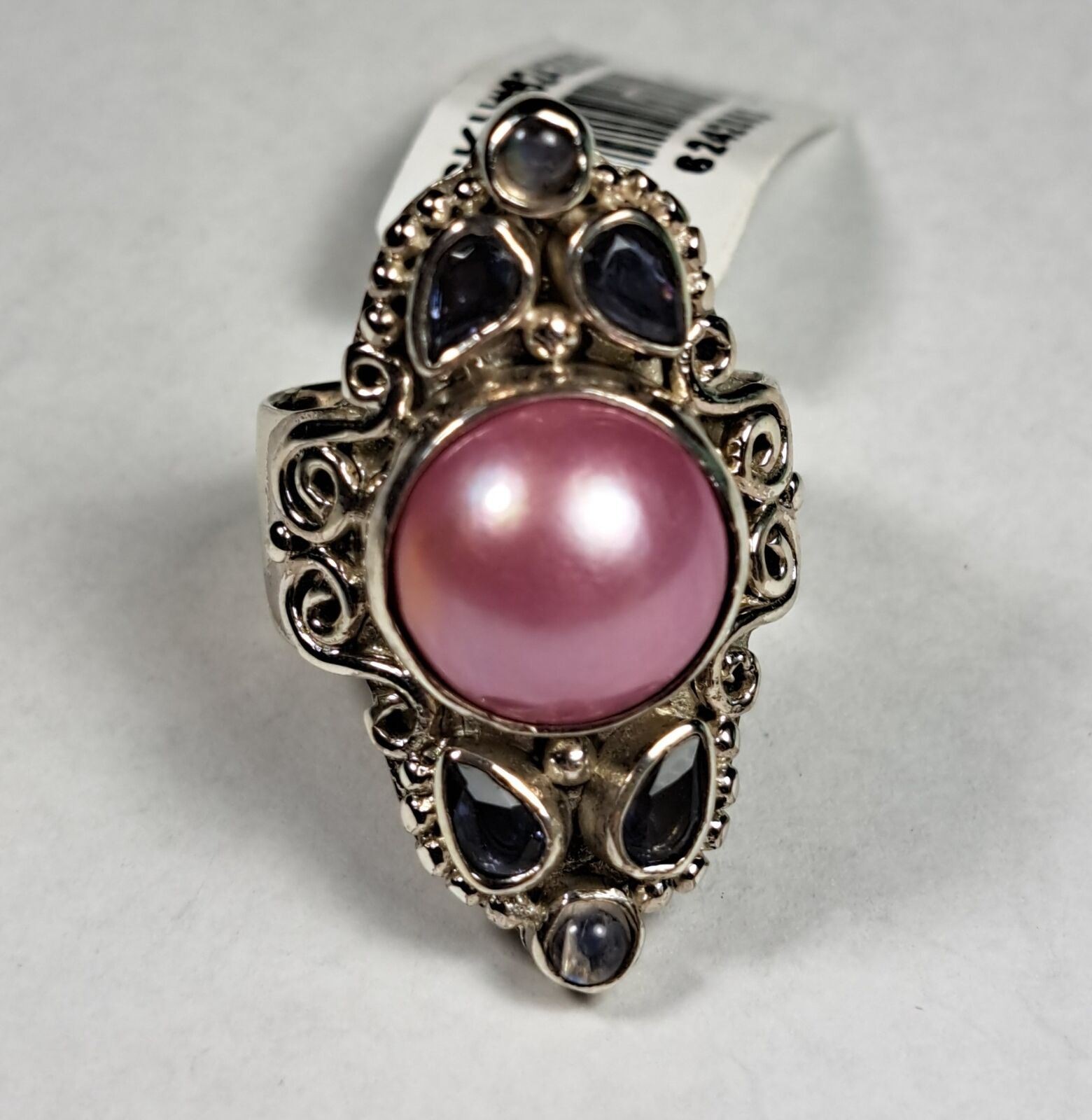 SAJEN Sterling Silver Pink Mabe Pearl Iolite Moonstone Ring 7 8 10 11 NEW