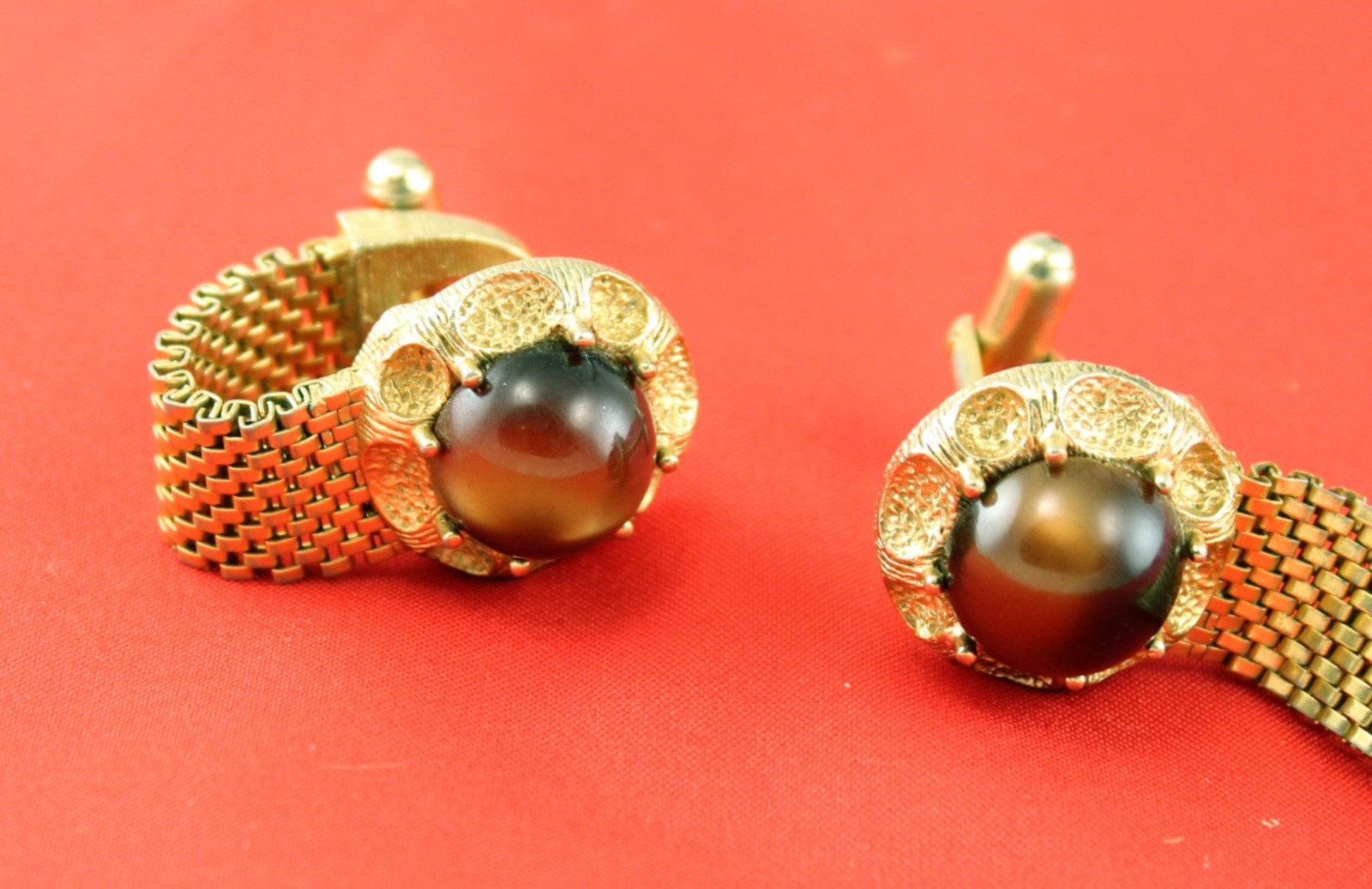 1980s Moonglow Lucite Cab Wrap Around Woven Cufflinks; Charitable Donation