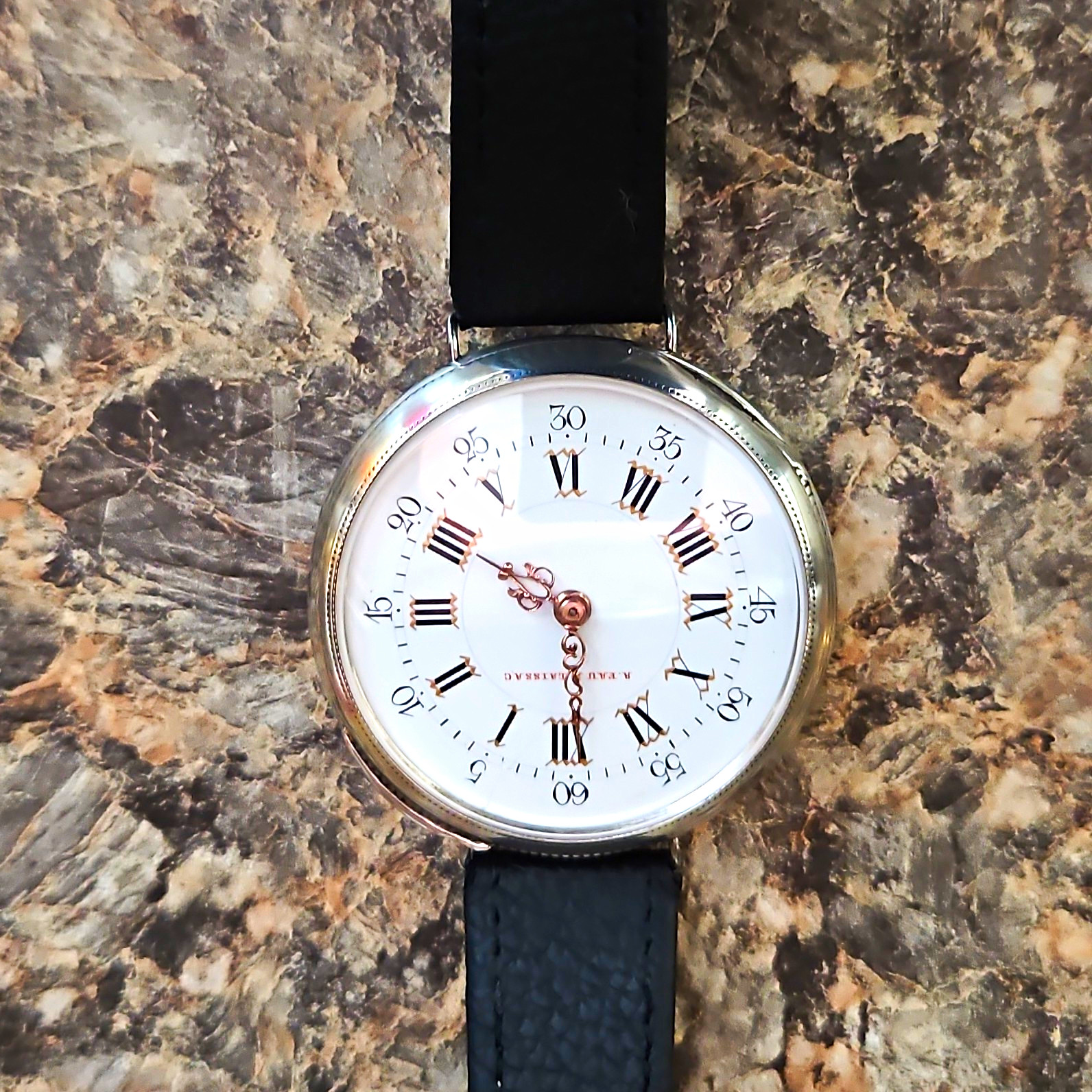 Silver A. FAU & LAISSAC Manual Wind Mechanical 48-51.9mm 16J White Roman Dial