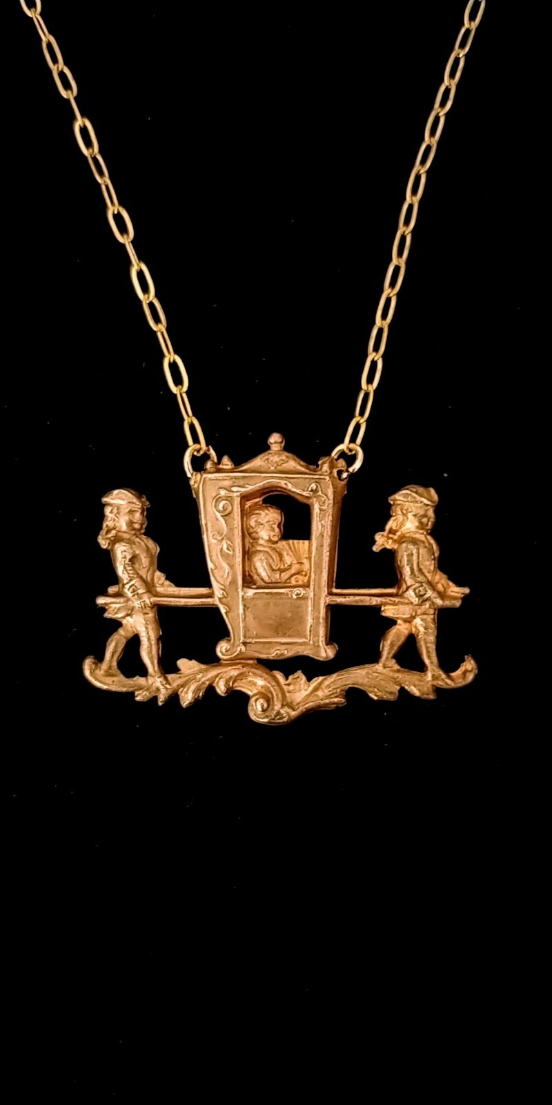 Vintage Art Nouveau Princess Carriage Necklace Die Struck Authentic