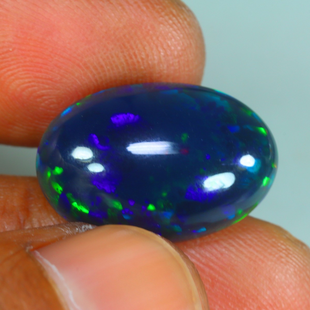 6.45 Cts_Elegant 3D Electric Flash Pattern_100 % Natural Welo Black Solid Opal