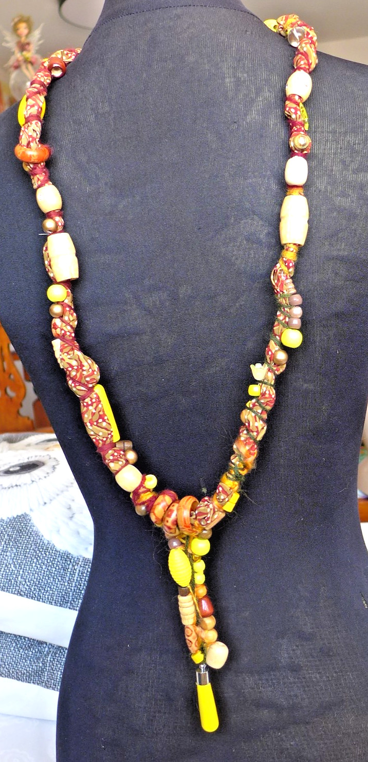 Handmade Fabric Necklace Fiber Art Beads Direct From Artist One Of A Kind