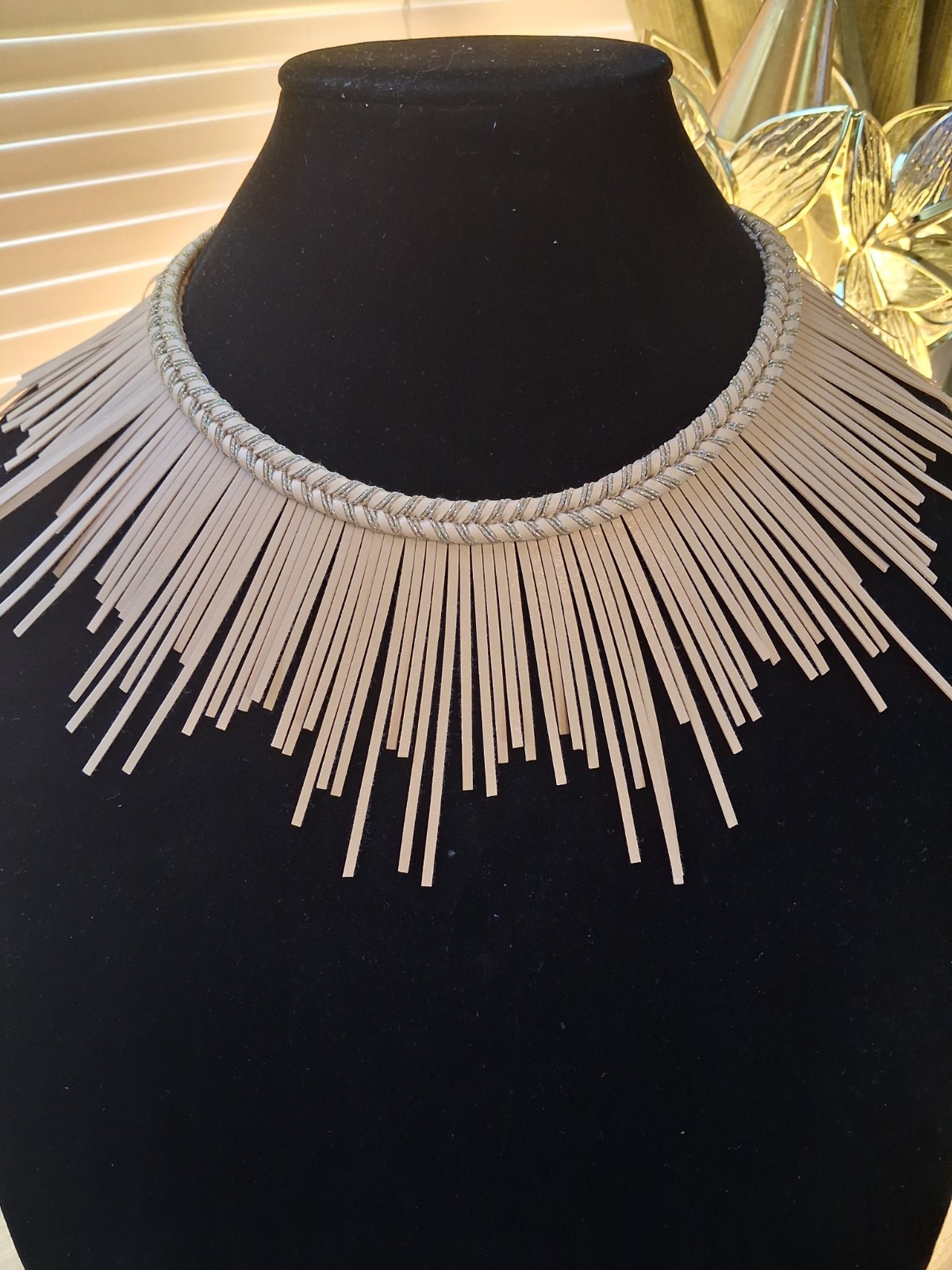 Leyla Gans 18″ Sunburst Statement NecklaceBohemian yet luxurious,