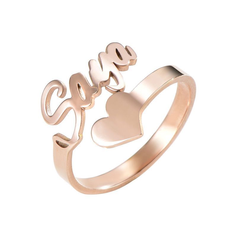 Personalized Name Ring Custom Engraved Stainless Steel Adjustable Band Gift