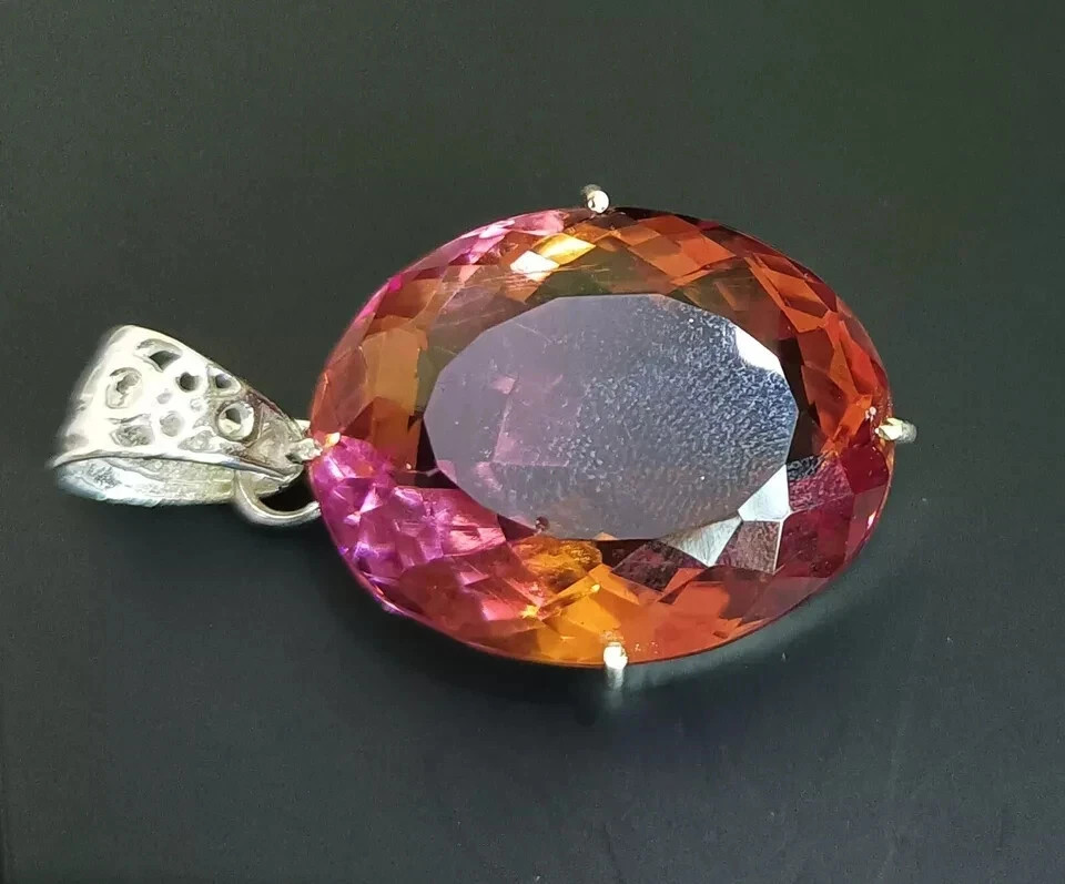 Certified 55.60 Ct+ Natural Zultanite 7 Color Loose Gemstone 925 Silver Pendant