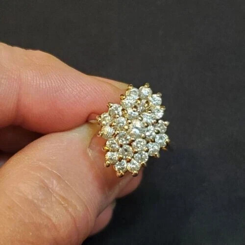 1.50CT Round Lab Created Diamond Cluster Engagement Ring 14K Yellow Gold Plated