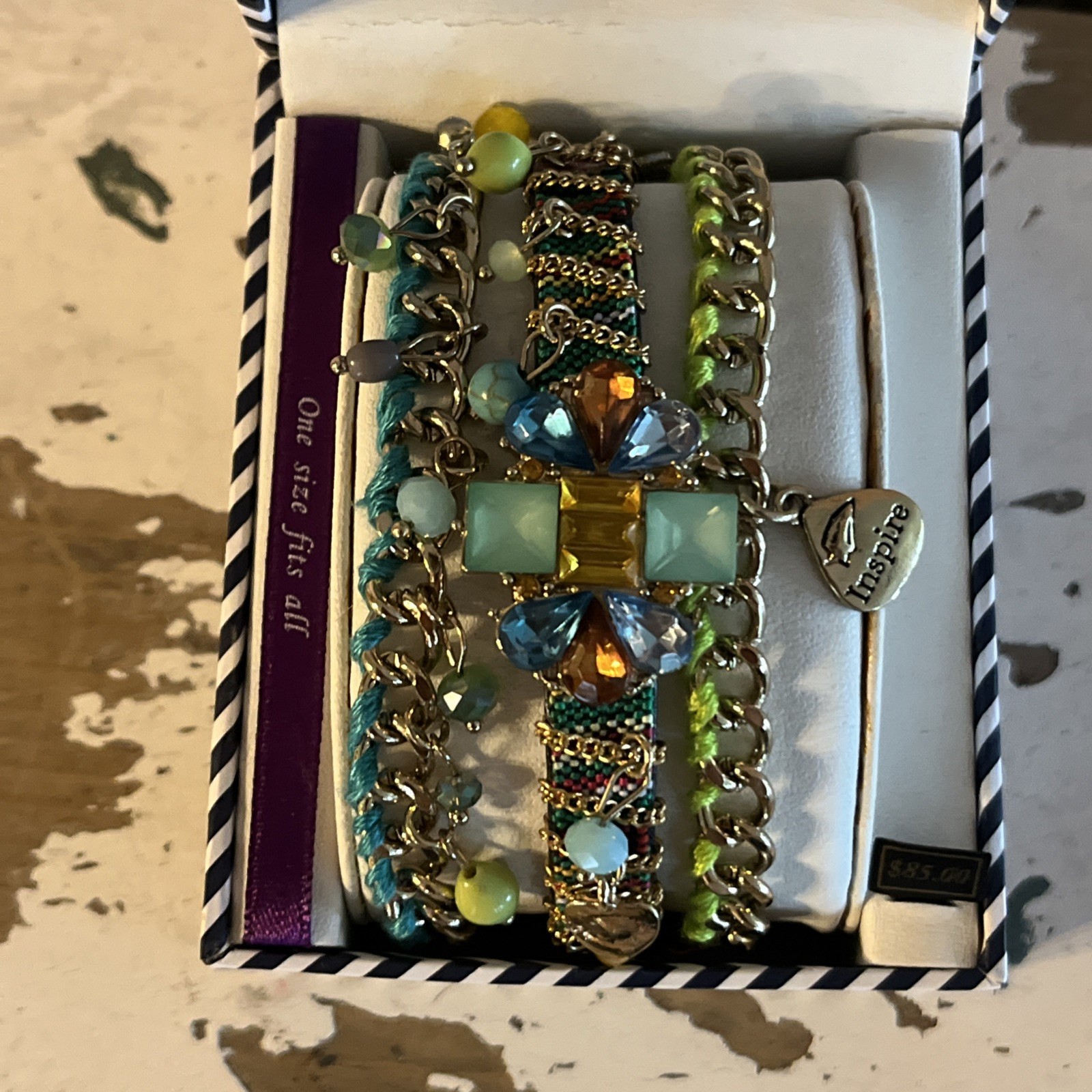 3 BELLA PERLINA Stack Bracelets One Size NEW