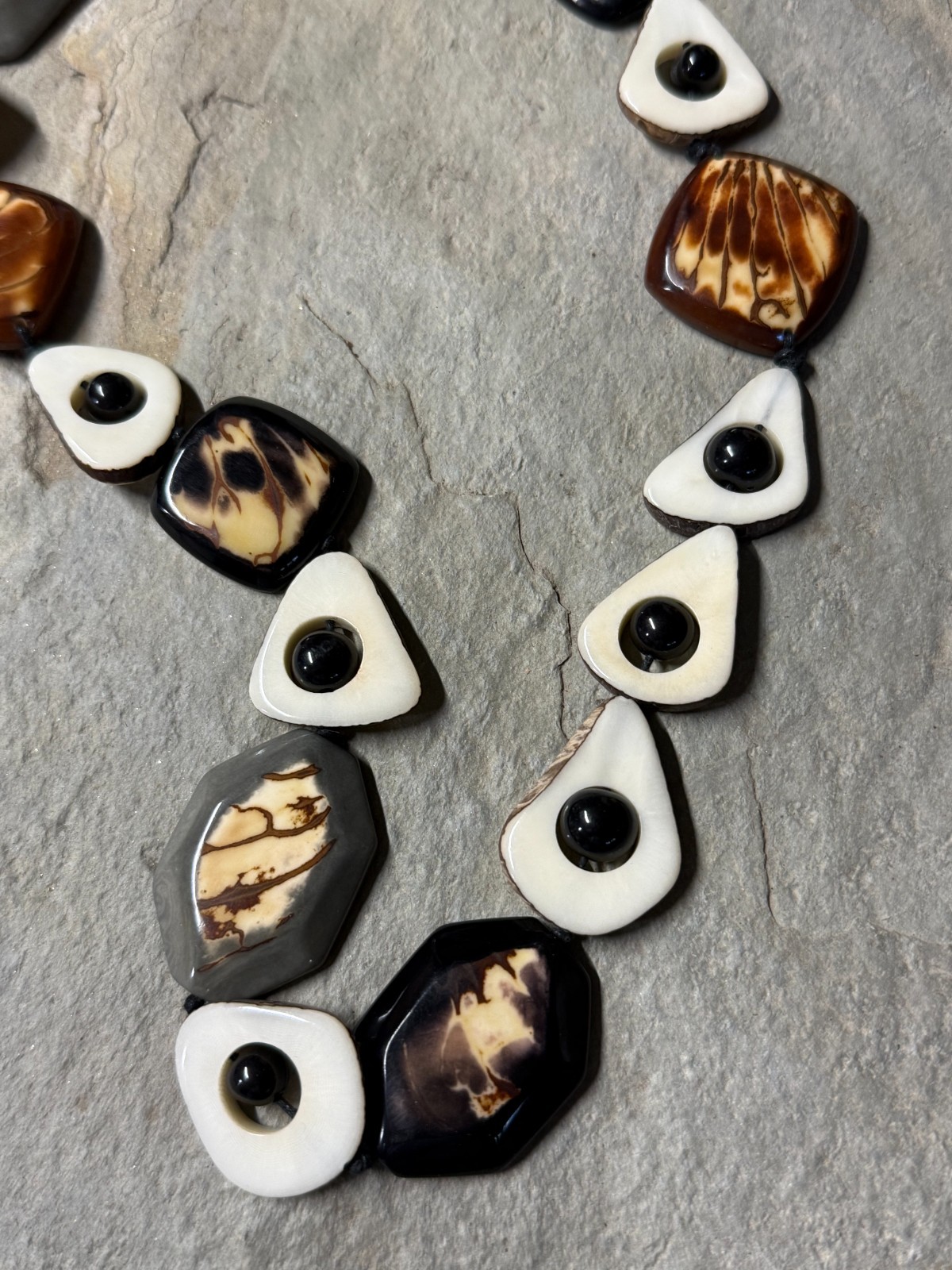 TAGUA NUT “CELINA” NECKLACE ORGANIC ARTISAN HANDMADE BOHO STATEMENT JEWELRY NEW
