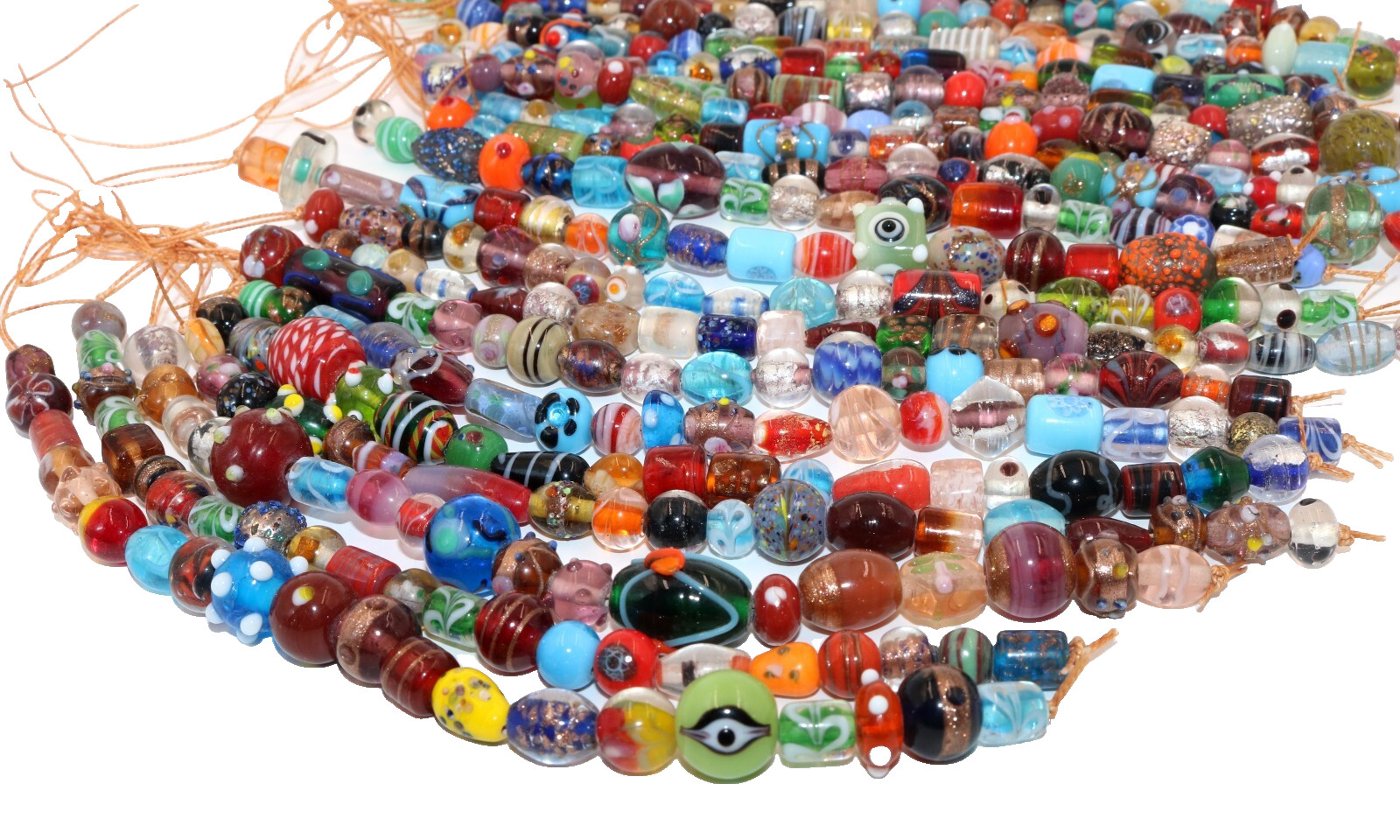 15 Strands Lamp work Beads Mixed Style & Colors, Small Size Fancy Beads