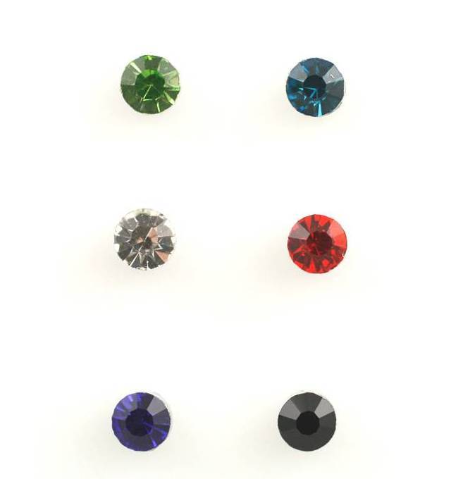1 Pair MAGNETIC DIAMANTE Stud EARRINGS ROUND 6 Colors 6mm Men Women