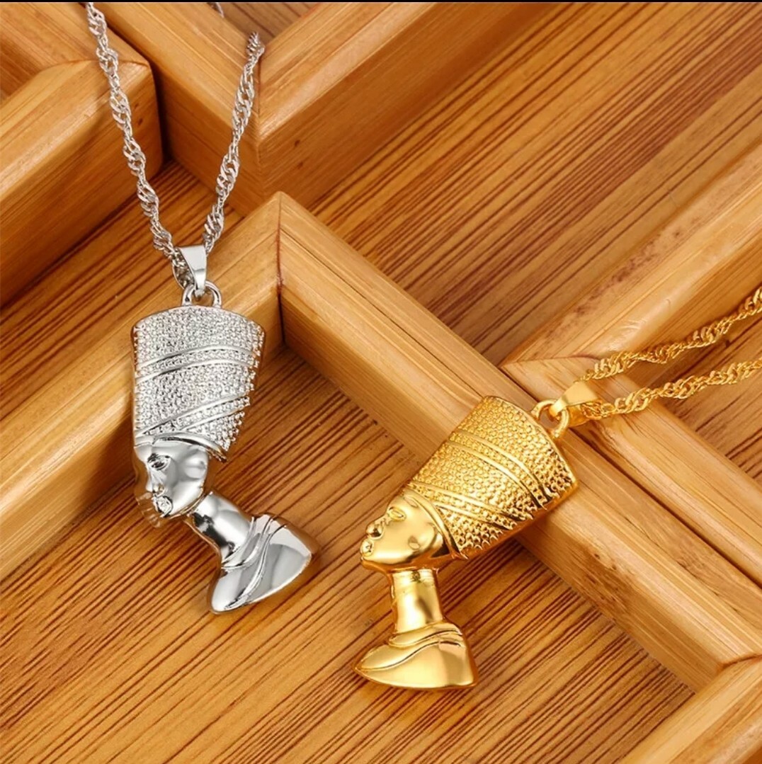 Fashion Jewelry Necklace Egyptian Queen Nefertiti Pendant Gold Silver Color 88A4