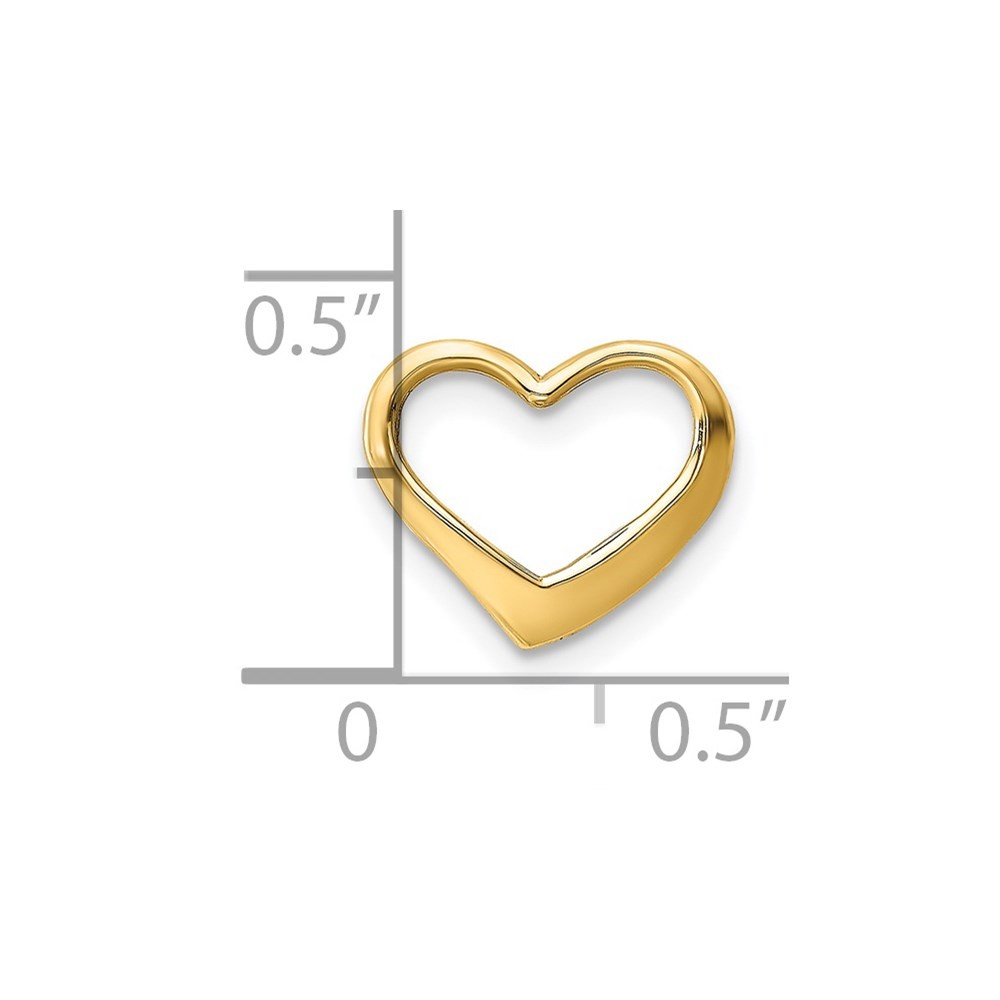 14K Yellow Gold Floating Heart Charm Pendant L 14.2mm, W 12.25mm