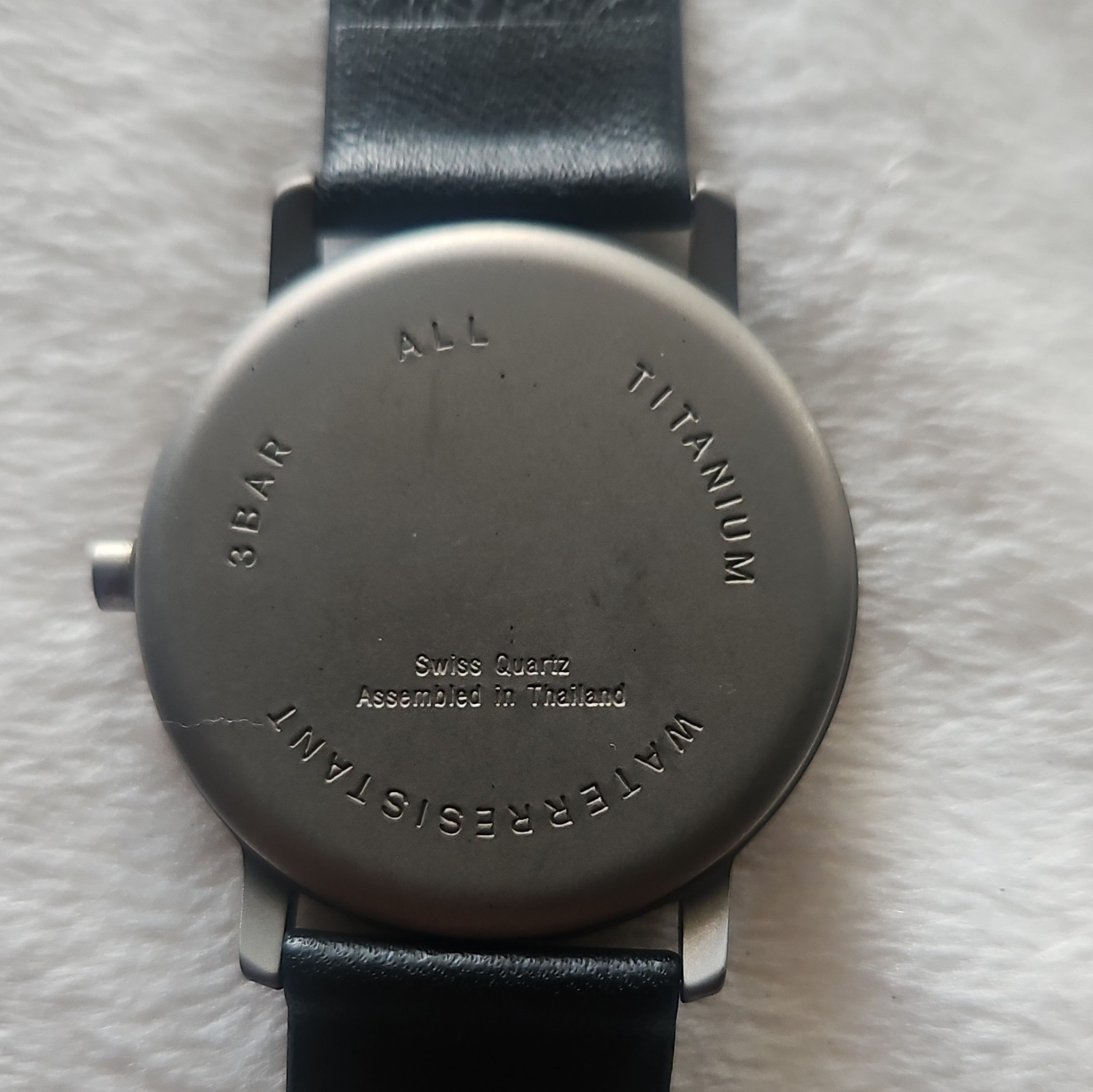 Boccia Titanium Quartz Wristwatch Date Black Dial Black Leather Strap 30m